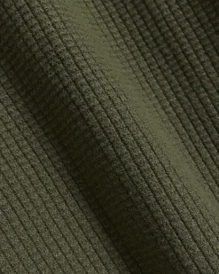 River Island slim fit waffle texture jumper Khaki Fashion