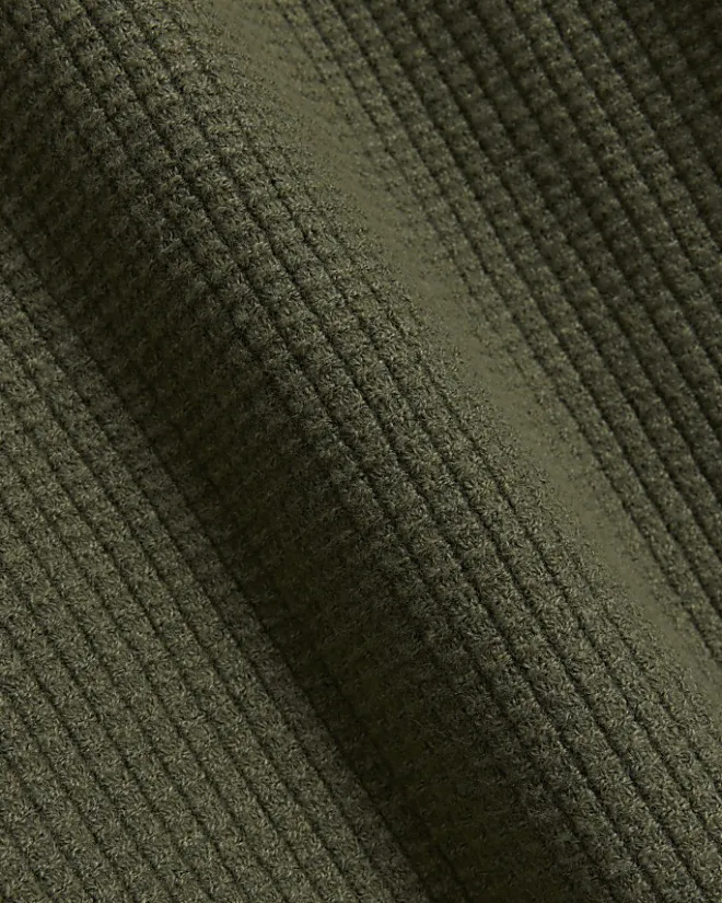 River Island slim fit waffle texture jumper Khaki Fashion
