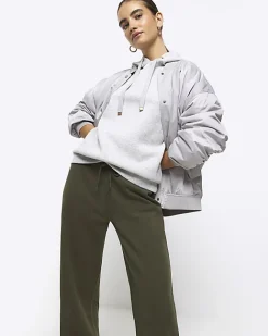 River Island wide leg joggers Khaki Clearance