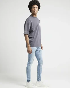 River Island Light Spray On Skinny Jeans Blue Best