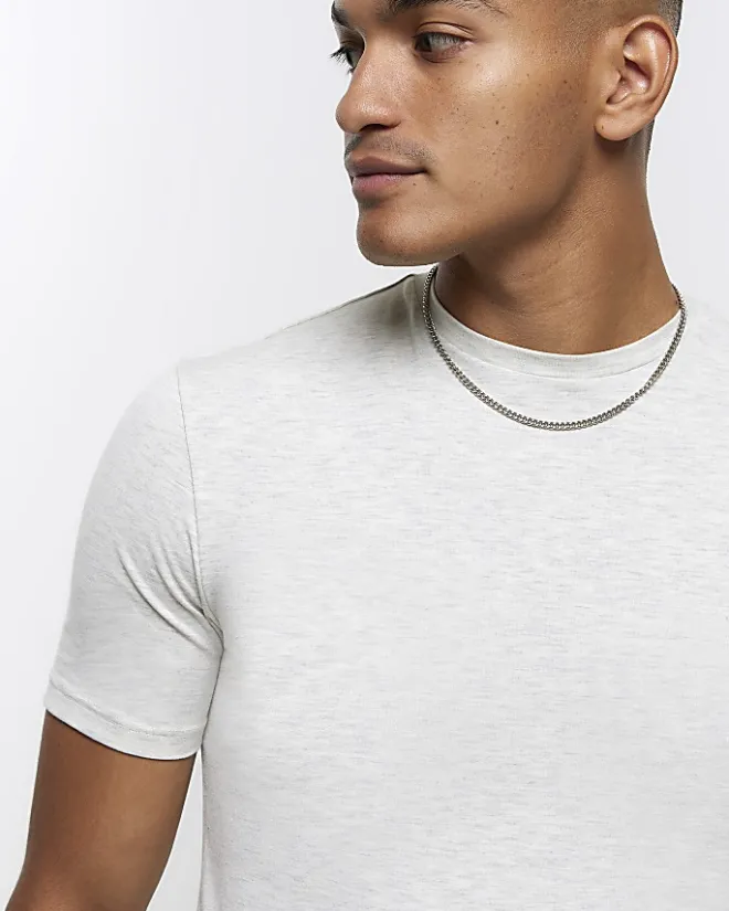 River Island Light muscle fit t-shirt Grey Hot
