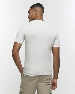 River Island Light muscle fit t-shirt Grey Hot