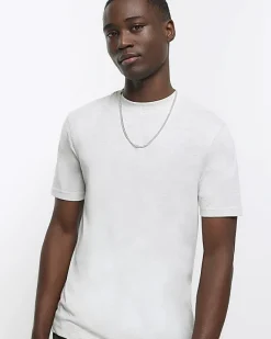River Island Light slim fit t-shirt Grey Outlet