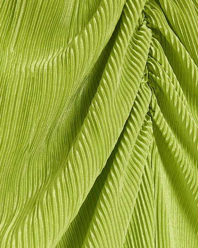 River Island Lime plisse ruched cowl dress Green Hot