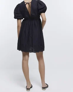 River Island Maternity broderie skater mini dress Black New