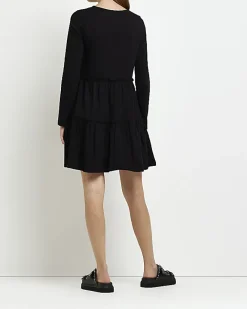 River Island Maternity long sleeve frill mini dress Black Fashion
