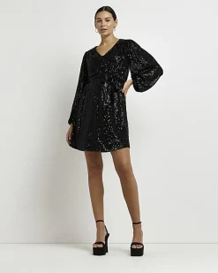 River Island Maternity sequin mini dress Black Clearance