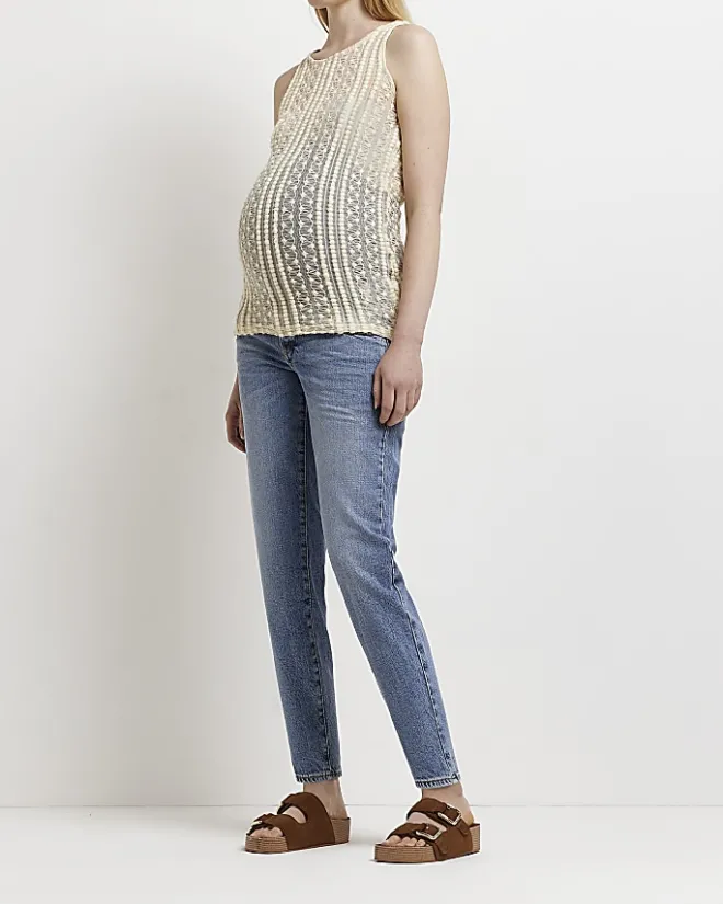 River Island Maternity textured lace tank top Cream Online