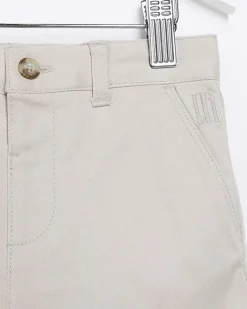 River Island Mini Boys Beige Stretch Chino Shorts Stone Fashion