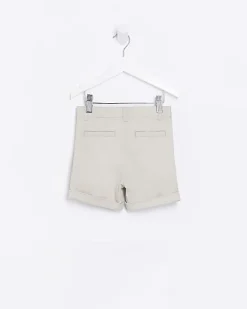 River Island Mini Boys Beige Stretch Chino Shorts Stone Fashion