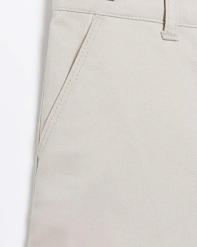 River Island Mini Boys Beige Stretch Chino Shorts Stone Fashion