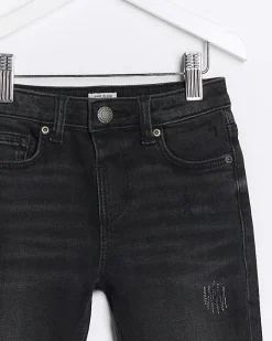 River Island Mini boys slim ripped jeans Black Clearance