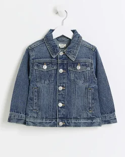 River Island Mini boys hooded denim trucker jacket Blue Hot