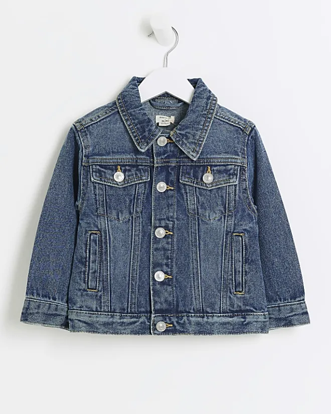River Island Mini boys hooded denim trucker jacket Blue Hot