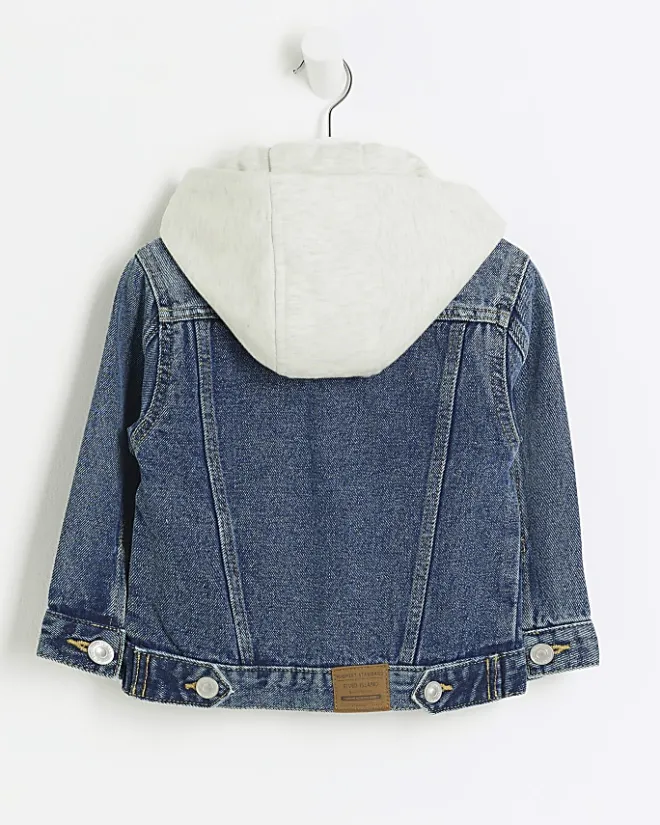 River Island Mini boys hooded denim trucker jacket Blue Hot