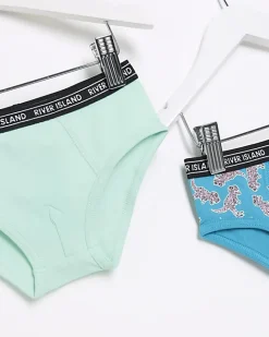 River Island Mini boys dinosaur print briefs 6 pack Green New
