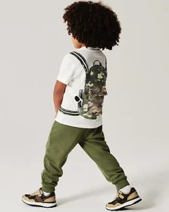 River Island Mini Boys backpack t-shirt set Khaki Online