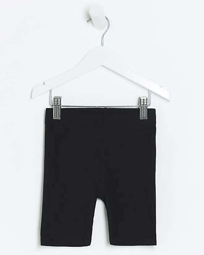 River Island Mini girls plain rib cycle shorts Black Discount