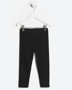 River Island Mini girls plain rib leggings Black Fashion