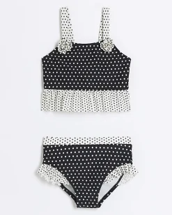 River Island Mini girls polka dot bikini set Black Online