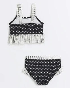 River Island Mini girls polka dot bikini set Black Online