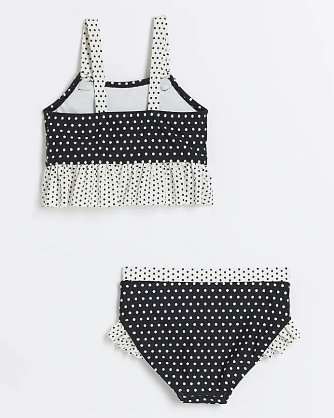 River Island Mini girls polka dot bikini set Black Online