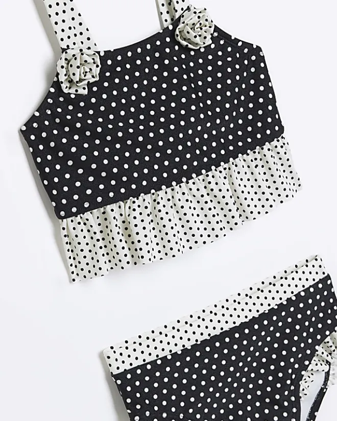 River Island Mini girls polka dot bikini set Black Online