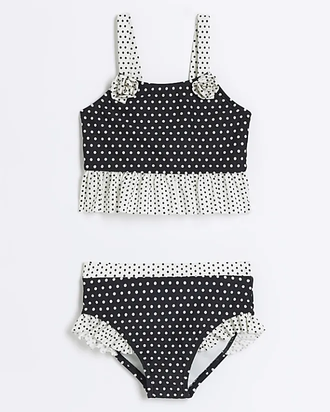River Island Mini girls polka dot bikini set Black Online