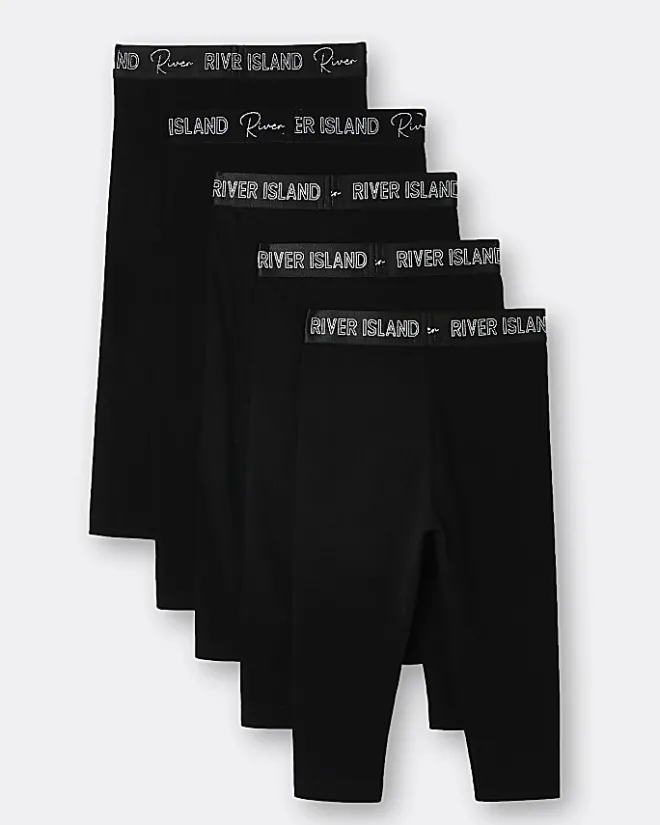 River Island Mini girls RI waistband leggings 5 pack Black Sale
