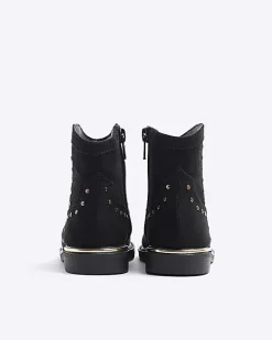 River Island Mini girls studded western boots Black New