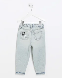 River Island Mini girls graffiti mom jeans Blue Clearance