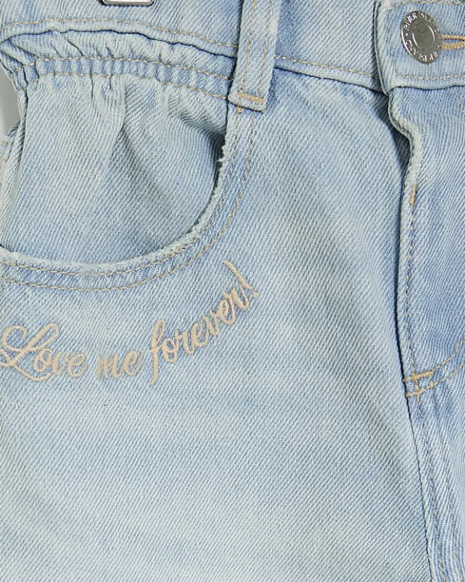 River Island Mini girls heart pocket paperbag jeans Blue Best