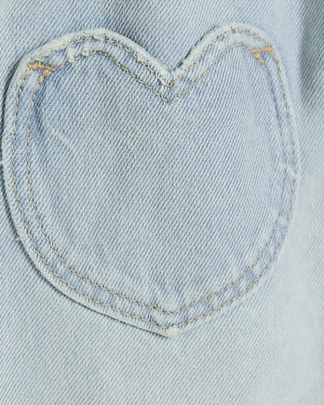 River Island Mini girls heart pocket paperbag jeans Blue Best