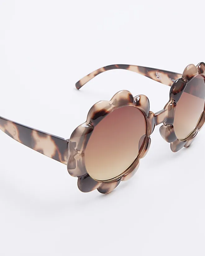 River Island Mini girls tortoise flower sunglasses Brown New