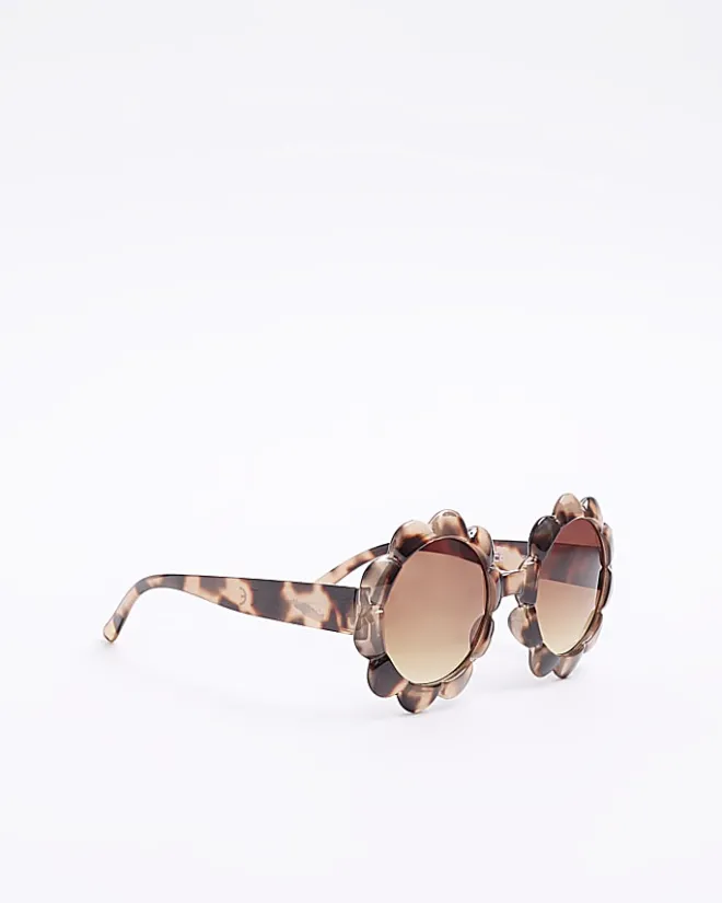 River Island Mini girls tortoise flower sunglasses Brown New