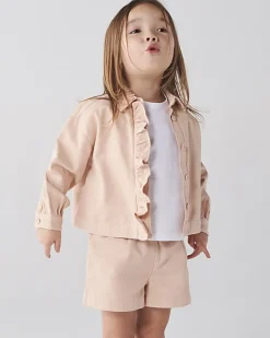 River Island Mini girls coral frill shacket and shorts set Orange Sale