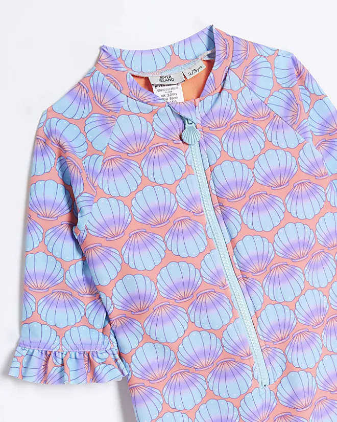 River Island Mini girls coral sun safe rash suit Orange Hot