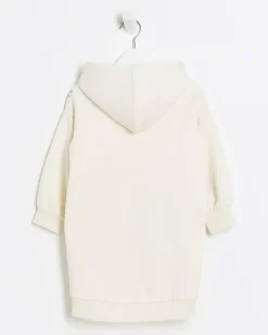 River Island Mini girls bag graphic hooded dress Cream Hot
