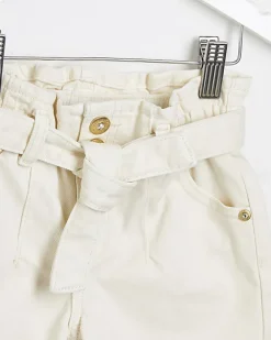 River Island Mini girls ecru paperbag belted shorts Cream Best