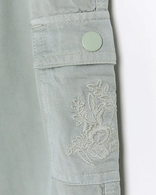 River Island Mini Girls Lyocell Cargo Trousers Green Outlet