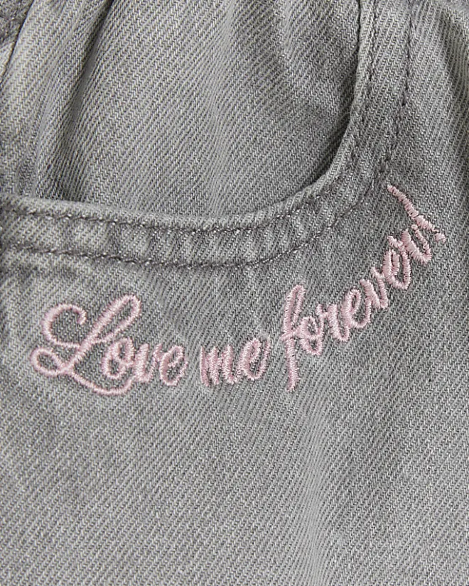 River Island Mini girls heart pocket paperbag jeans Grey Hot