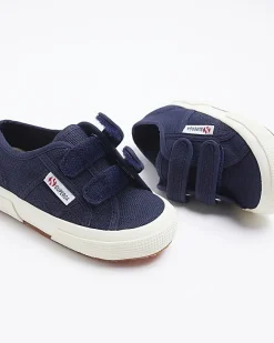 River Island Mini girls navy superga velcro shoes Blue Discount