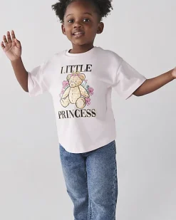 River Island Mini girls bear graphic t-shirt Pink Clearance