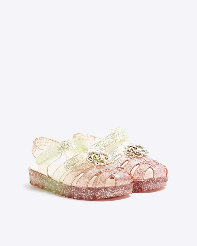 River Island Mini Girls Flower Jelly Sandals Pink Discount