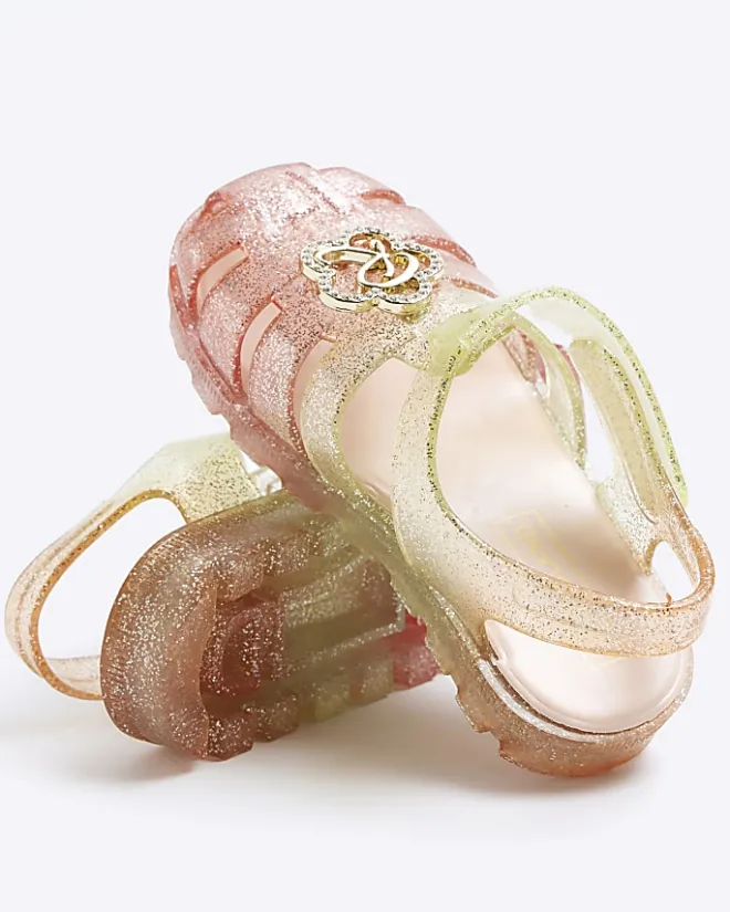 River Island Mini Girls Flower Jelly Sandals Pink Discount