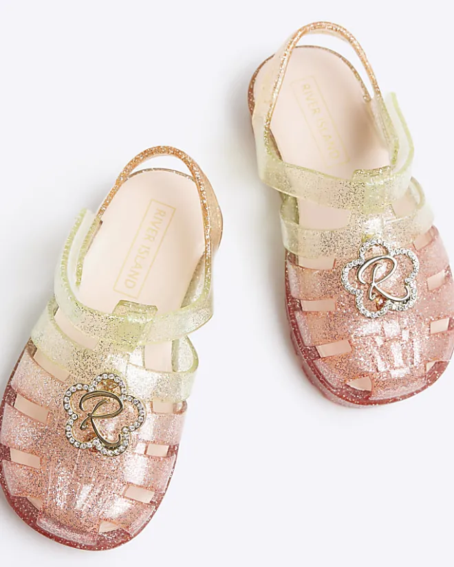 River Island Mini Girls Flower Jelly Sandals Pink Discount