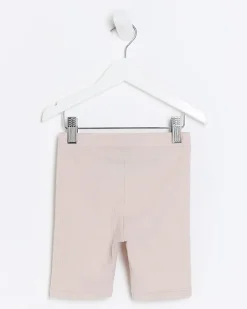 River Island Mini girls plain rib cycle shorts Pink Clearance