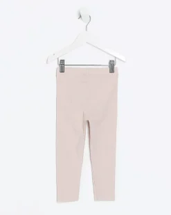 River Island Mini girls plain rib leggings Pink Sale