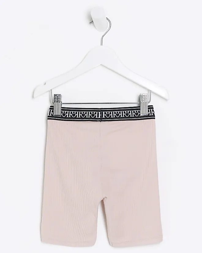River Island Mini girls RI rib cycle shorts Pink Outlet