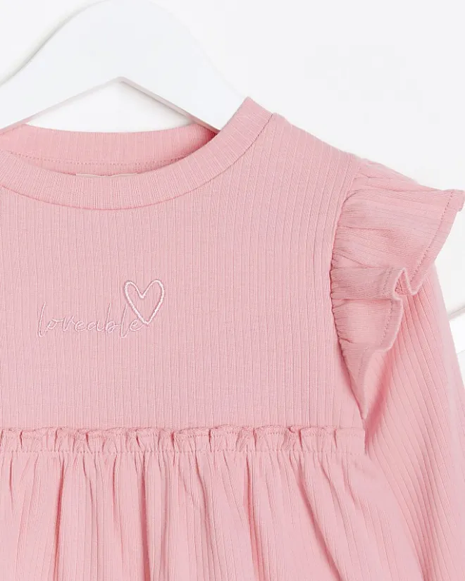 River Island Mini girls rib peplum top set Pink Best